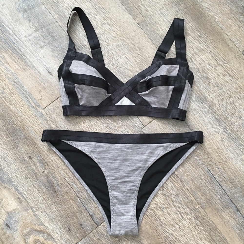 H&M Grey & Black Bikini Size 8 NWOT